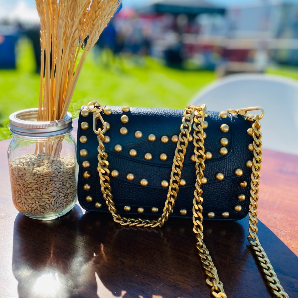 Crossbody leather tote with chain strap